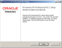 Fehler bei der Installation Oracle Primavera PPM P6 8.2