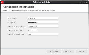 Oracle Primavera validate DB Schema Step 2