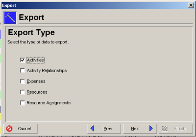 Auswahl Export Type