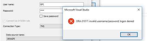  Falscher User Wizard Deploy Oracle .Net ORA-01017:invalid username/password; logon denied 