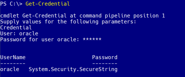  cmdlet Get-Credential at command  line to enter password